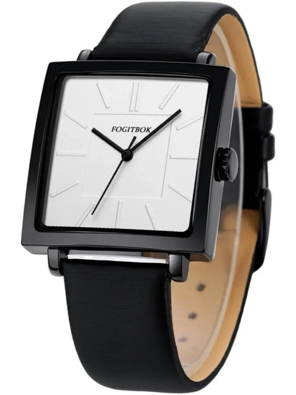 Women's White Waterproof Leather Band Thin Design Classic Quartz Wrist Watch